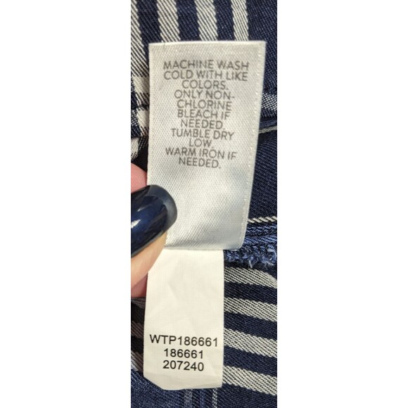 Women's J.JILL Denim Blue/White Plaid 3/4 Sleeve Viscose/Rayon Button-Up Shirt L - Picture 13 of 13